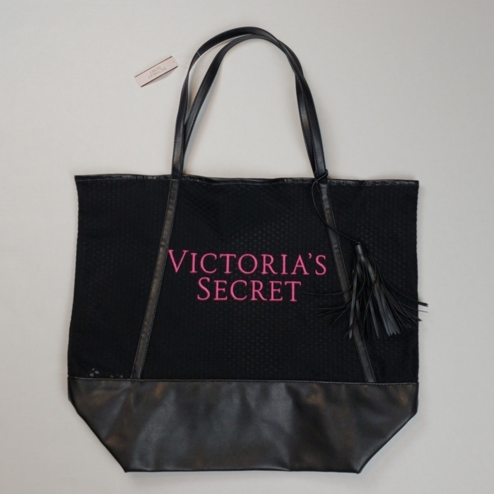 Victoria's Secret Black Tote with Pink Logo